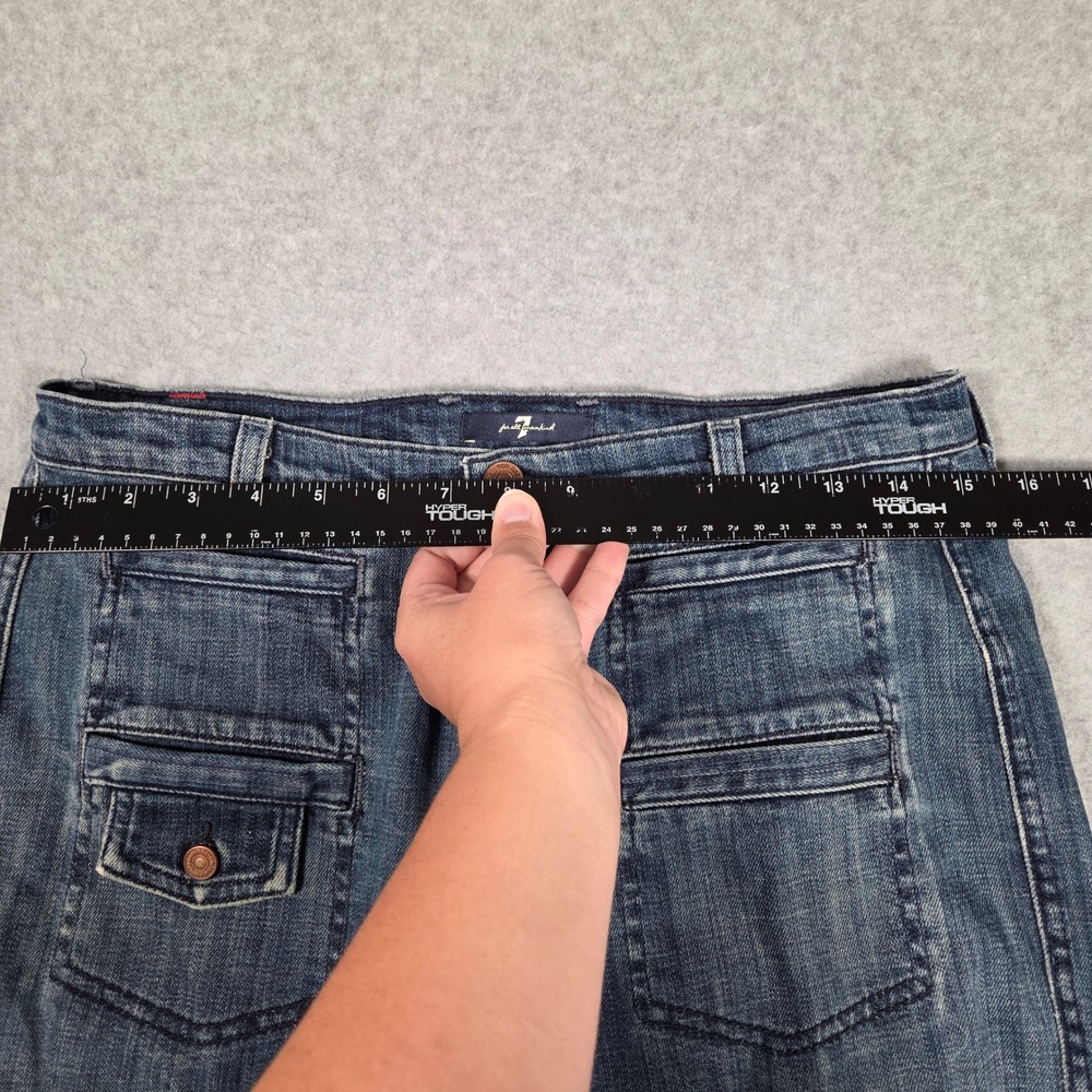 7 For All Mankind Women 28 Y2K Flare Bootcut Jeans Blue USA Front Patch Pocket - Picture 7 of 10